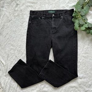 Lauren Ralph Lauren faded black denim straight leg jeans. Women 12 %99 cotton
